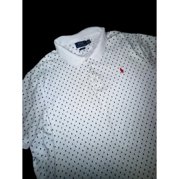 Polo Ralph Lauren XXL White Sailboat Polo Nautical Fishing Marine‎ Men’s - Picture 1 of 9
